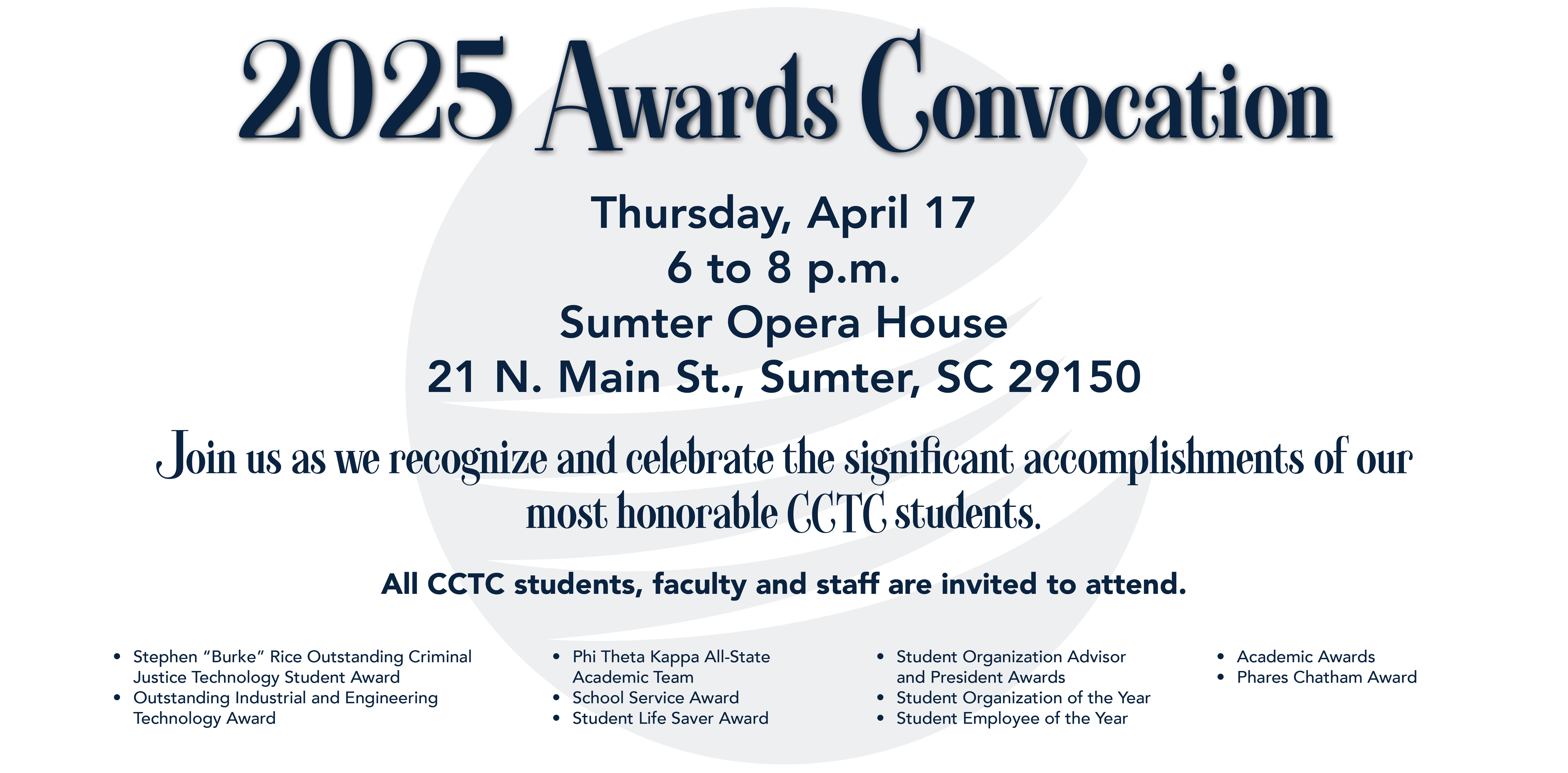 Event detail with Central Carolina college seal watermark.