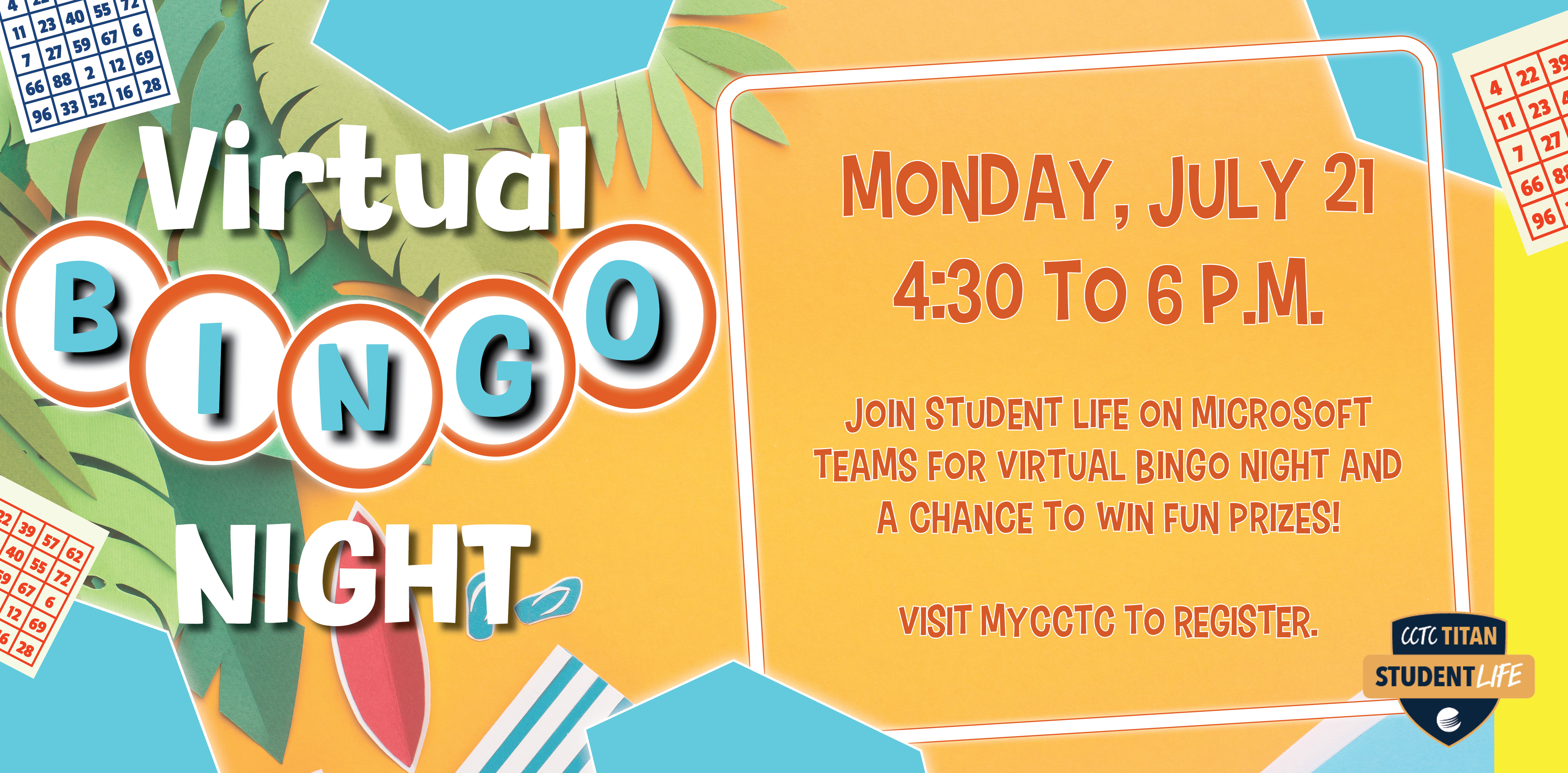 Event details with fun summer graphics.