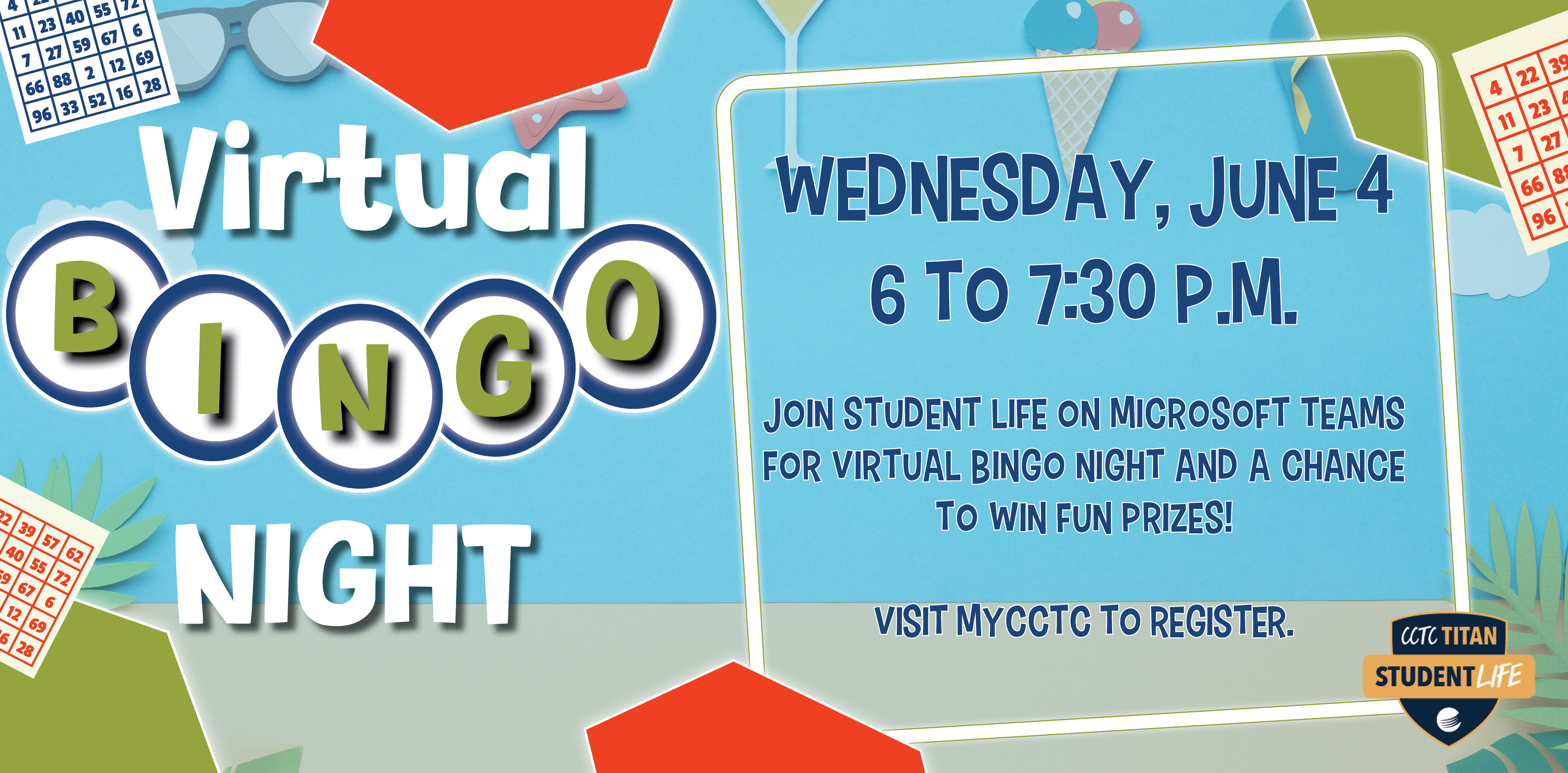 Event details with fun summer graphics.