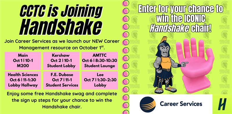 Event details with career services logo and Titan mascot clipart.